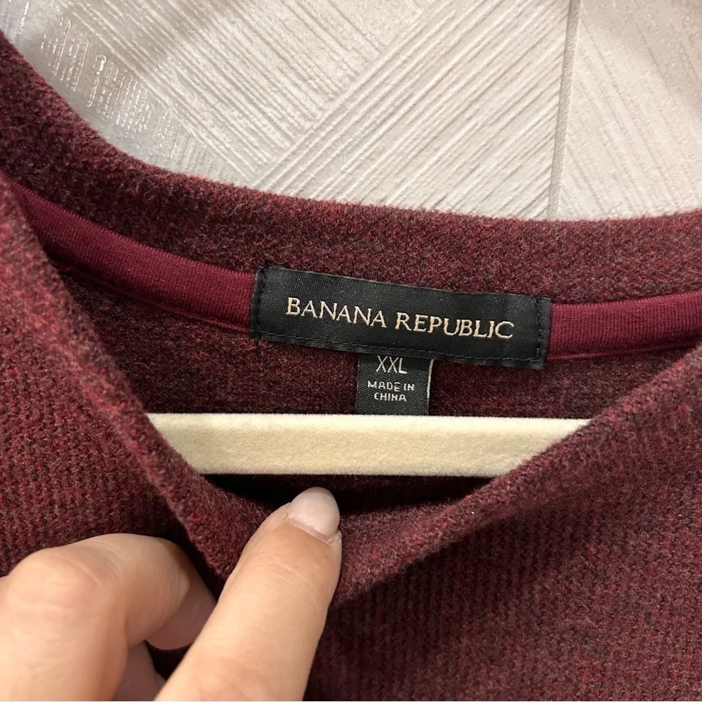 Banana Republic Long Sleeve Crew Neck Sweater Men Size XXL Burgundy Cotton Blend